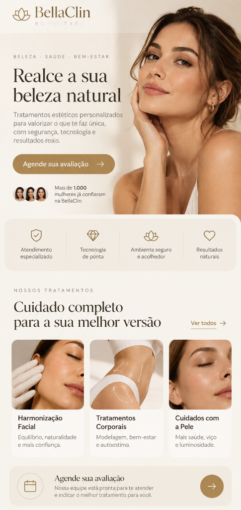 Landing page da BellaClin Estética