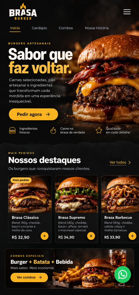 Cardápio digital da Brasa Burger